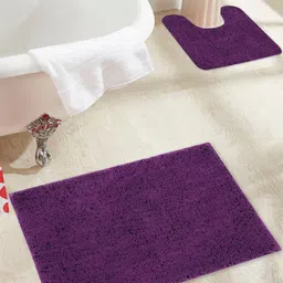 OBSESSIONS Purple Solid Pure Cotton 2800 GSM Anti-Skid Bath Rugs-image-95