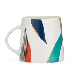 JCPL White & Yellow Set of 4 Geometric Printed Ceramic Glossy Mugs 350 ml Each image 3