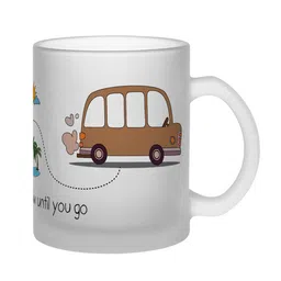 Gathari White & Brown Printed Glass Matte Coffee Mug - 350 ML-23