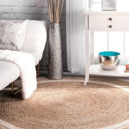 HABERE INDIA Beige Round Shaped Eco-Friendly Braided Jute Carpet-1