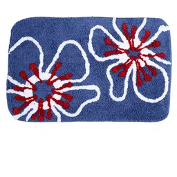 Saral Home Set Of 2 Blue & White Floral Printed Rectangular Bath Rugs image 4