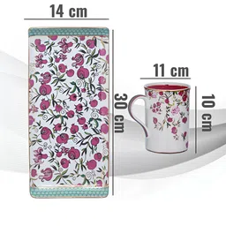Troveas White & Red Printed Bone China Matte Mugs Set of Cups and Mugs image 3
