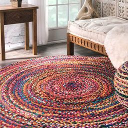 HABERE INDIA Multi Color Hand Woven Jute Carpet-16