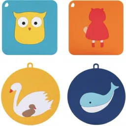 4 PCS Cartoon Silicone Trivet, Non Slip Dish Drying Potholders Mat for Hot Dishes Kitchen Table Dish Mats Resistant Flexible Pads.(Random Pattern&Color) silicone Trivet-10