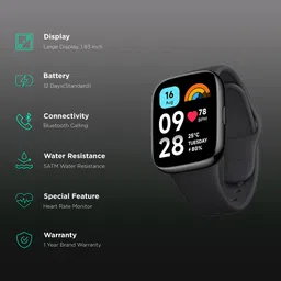 Redmi Watch 3 Active Smartwatch with Bluetooth Calling (46.4mm LCD Display, 5ATM Water Resistant, Charcoal Black Strap) image 2