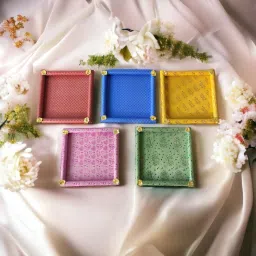 Hardwood Decorative Tray For Gifts, Saree Packing,Wedding Paper Decorative Platter-24