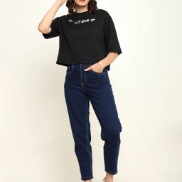 Women Relaxed Fit High Rise Blue Jeans-image-89