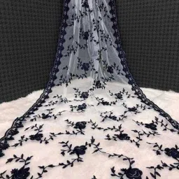 Net Embroidered Black Women Dupatta-1