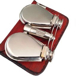 Shoptreed Vintage Nickel Plated Brass Folding Binoculars/Opera Glasses/Spyglass with Leather Case Binoculars-picture-24