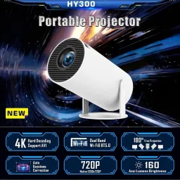 roxfire HY300 Smart Portable Android 11 Mini Projector, 220 ANSI, 4K/1080P, Wi-Fi. (30000 lm / Wireless / Remote Controller) Portable Projector-image-8