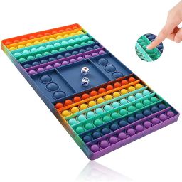 Push Pop Game Fidget Toy, Silicone Rainbow Chess Board Bubble Popper Fidget Sensory Toys for Parent Child, Interactive Jumbo Stress Relief Fidgeted Toy Gifts for Kid Adult Ludo-13