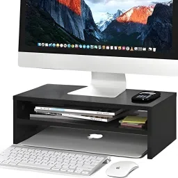Dime Store Wooden Monitor Stand with Storage Organizer For Desk, Tables, Office Solid Wood Computer Desk image 2
