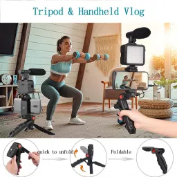 Rangwell Vlogging Kit for , Android (With Tripod), with Mini LED Video Light Tripod Kit image 4
