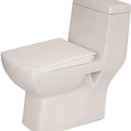 809 W Platinum Western Toilet/Water Closet/Commode With Soft Close Toilet Seat Ceramic Floor Mounted One Piece Western Toilet/Water Closet/EWC Square S Trap 220mm/8.5 Inch with Slow Motion/Soft Close Slim Seat Cover Western Commode-image-1
