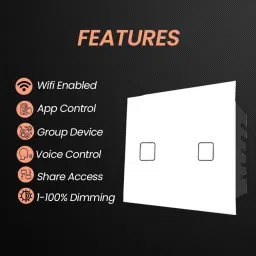Howell 2 Gang Wi-Fi Smart 15 Amp Touch Switch Compatible With Alexa, Google & Siri Smart Switch image 4