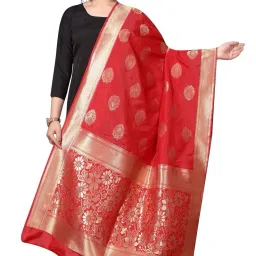 Jacquard Woven Red Women Dupatta-image-30