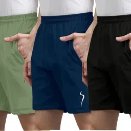 Pack of 3 Solid Men Multicolor Sports Shorts-image-29