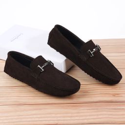 Brown Suede Leather Casual Loafers for Men (ITSUD) Size 6 Loafers For Men-image-2