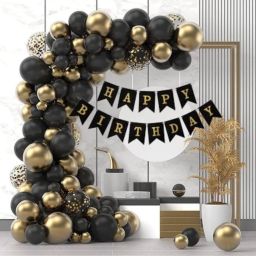 Golden & Black Birthday Decoration Items Set Kit with Pump for Boys, Girls-image-80