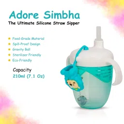 Simbha- The Silicon Straw Sipper with Gravity Ball & Twin Handle 210ml-image-40