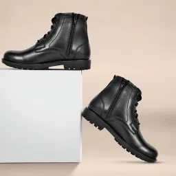 Black Combat Boots Boots For Men-image-32