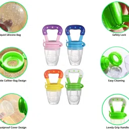 enorme Baby Silicone Fruit and Food Nibbler or Feeding Pacifier Feeder ( Multicolor ) Teether and Feeder image 4
