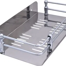 Multi Purpose kitchen and Bathroom Rack (9 inch) Stainless Steel Wall Shelf-image-56
