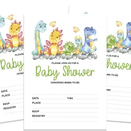 30 Dinosaur Baby Shower Invitation Cards Jungle Animals Fill in Blank Invites Invitation Card-image-76