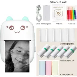 4uonly SMALL Size Mini Printer with Paper Output for Photo qwe3 Multi-function Monochrome Label Printer-21