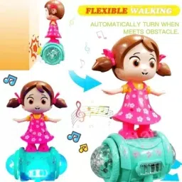 white devil Rotating Musical Dancing Girl Doll Toy with Multi Color Flashing Lights image 2