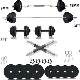 10 kg Rubber Plate [2.5Kgx4Pc] One 3ft Curl and 3ft Straight 19mm Rods Home Gym Combo-20