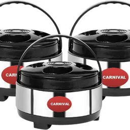 carnival Stainless Steel Elegance Model Casserole/Hot Pot With Plastic Lid Pack of 3 Thermoware Casserole Set-picture-7