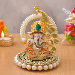 Diwali Diya with Ganesha Round Tealight Candle Holder Diwali Decoration Brass 1 - Cup Tealight Holder Set-image-67
