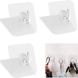 Adhesive Wall Hooks, Clear Self Adhesive Hooks Transparent Sticky Towel Hook Hook 6-23