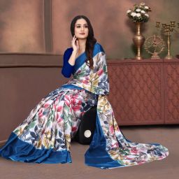 Printed Kanjivaram Georgette, Silk Blend Saree-image-6