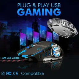 Smacc Tinji TJ-01 Gaming Mouse, Wired USB 2.0 Optical Mice, 3200 DPI LED Backlight 6 Button, 4 Color Breathing Lights with 1.5M Nylon Cable for Gamers Wired Ambidextrous Optical Gaming Mouse image 5