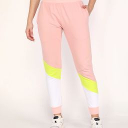 Women Colorblock Pink Track Pants-image-35