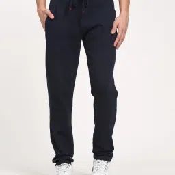 Men Self Design Dark Blue Track Pants-image-58