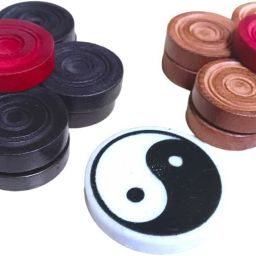 WOODEN CARROM COINS (9 BLACK,9 BROWN,2 RED) WITH STRIKER Carrom Pawns-picture-25