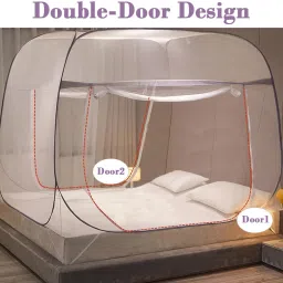 proberos Polyester Kids Washable Pop Up Mosquito Net Tent for Double Bed Supreme King Size Mesh Netting Canopy Mosquito Net image 4