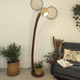 symplify Alice Wooden Shelf Floor Lamp with Wooden Shade & Brown Base-picture-49