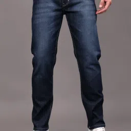 Men Relaxed Fit Mid Rise Dark Blue Jeans-image-60