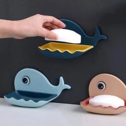 (PACK OF 2)Fish Shape Cute Adhesive Waterproof Wall Mounted Soap Dish-image-94