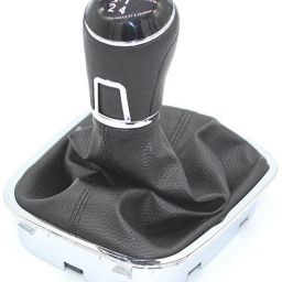 Leatherise Gear Knob, For Polo/Vento/Ameo/Rapid, With Boot Full Assembly, Chrome Black Gear Knob-25