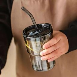 Glass Tumbler with Straw and Lid Reusable Travel Iced Coffee Mug Leak-Proof Glass Water/Juice Glass-15