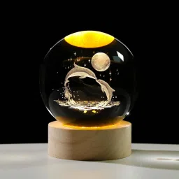 3D Galaxy Crystal Ball Night Lamp, USB Table Colorful LED Wooden Table Lamp-25