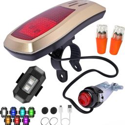 Bicycle Electric Horn 4 Sounds, Small Taillight with wheel Light (Multicolor) LED Front Rear Light Combo-20