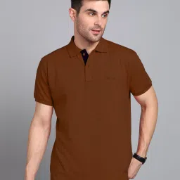Men Solid Polo Neck Cotton Blend Brown T-Shirt-picture-16
