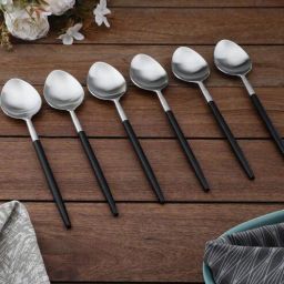 Radiant (Set of 6) Black Colour Stainless Steel Table Spoon by Vareesha-picture-22