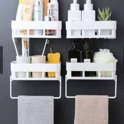 Dacor For Kitchen & Bathroom Racks With Towel Hangers Plastic Wall Shelf 6 Pcs Plastic Wall Shelf-20